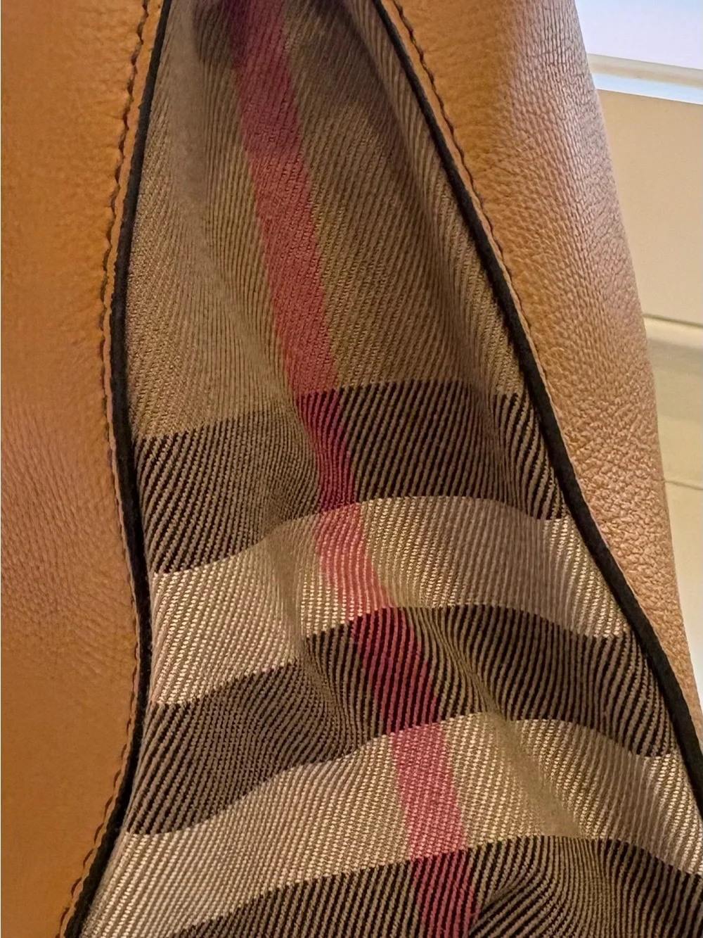 Burberry Banner Tote Bag with Top Handles and strap (Light Brown)